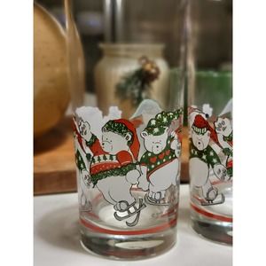 Vintage Princess House - Polar Bear Ice Skating - Highball Glasses - Set of 2